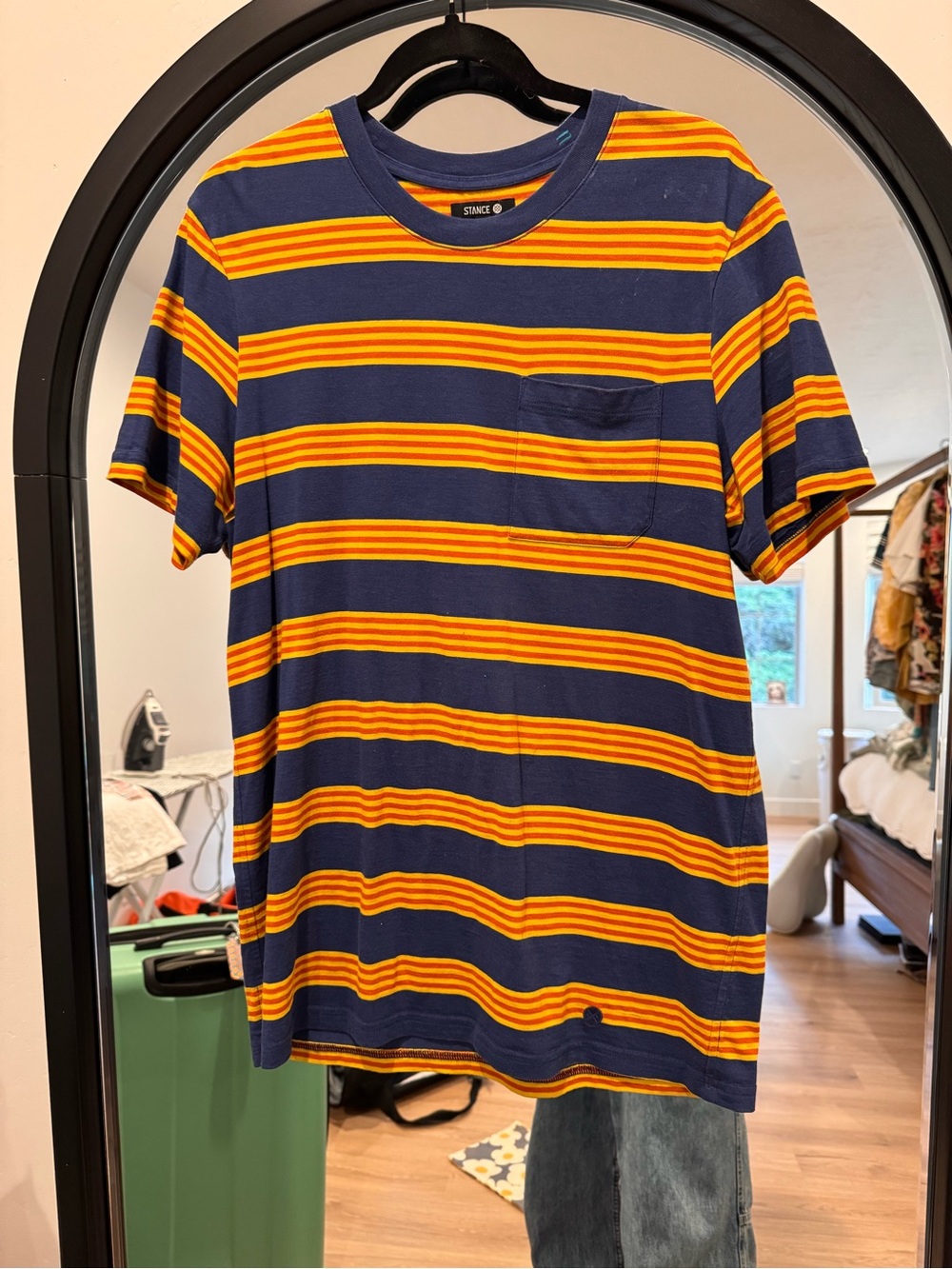 Stance Navy & Orange Striped Pocket Tee